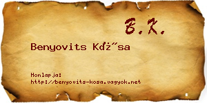 Benyovits Kósa névjegykártya